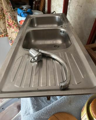 Lavabo 2 vasche gocc.dx acciaio inox