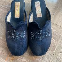 Pantofole blu velluto 39