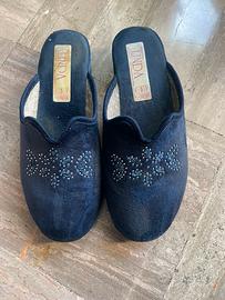 Pantofole blu velluto 39