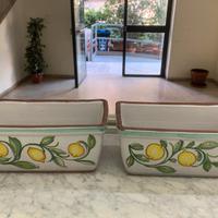 COPPIA VASI IN CERAMICA DIPINTI A MANO