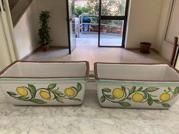 COPPIA VASI IN CERAMICA DIPINTI A MANO