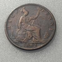 Halfpenny britannico del 1882.