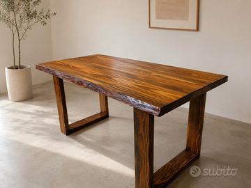 pezzo unico artigianale tavolo legno massello 