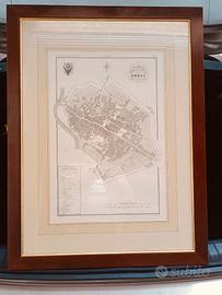 stampa antica mappa citta Forlì