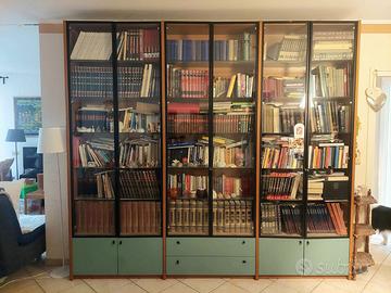 Libreria con ripiani e ante in vetro