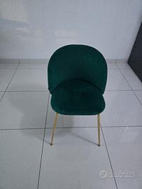 6 sedie in velluto verde