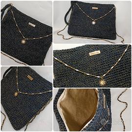 poscette in cordino Swan thai con catenella 