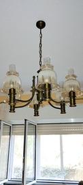 Lampadario Classico Ottone e Vetro Murano sei luci