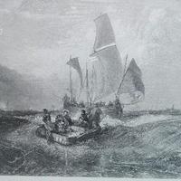 Stampa antica "Boats Off Calais