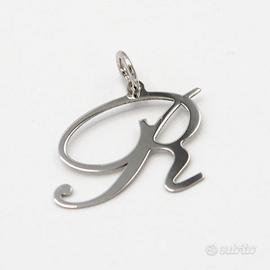 Ciondolo iniziale oro bianco 18kt 750 "R E.555