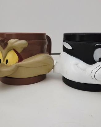Set 2 TAZZE WILLY COYOTE GATTO SILVESTRO