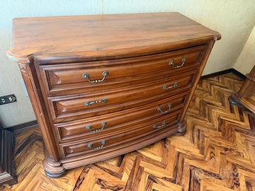 Comò cassettiera in legno massello con ribalta