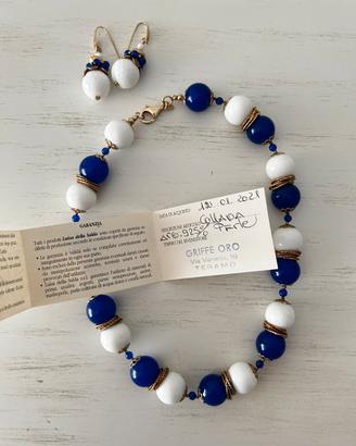 Collana  e orecchini di perle e argento