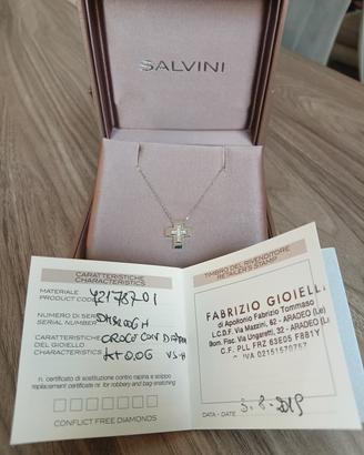 Collana Salvini oro 18 KT Croce Diamanti,NUOVA