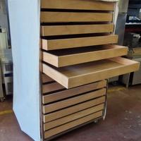 carrello per lievitazione con cassetti in legno