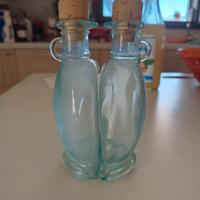 Set Bottiglie olio e aceto vintage Vetreria Etrusc