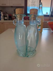 Set Bottiglie olio e aceto vintage Vetreria Etrusc