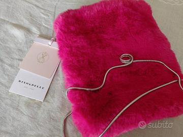 borsetta rosa in pelouche Nuova