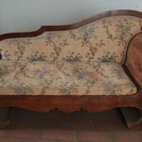 Dormeuse divano legno noce motivo floreale