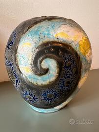 Vaso in ceramica Raku “notte -giorno “