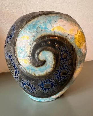 Vaso in ceramica Raku “notte -giorno “