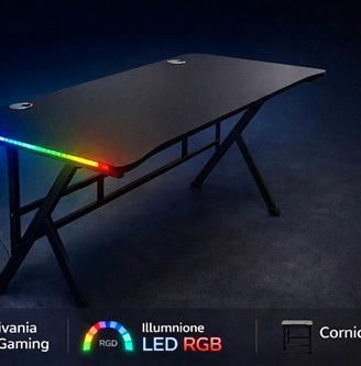 SCRIVANIA GAMING CON ILLUMINAZIONE RGB 120X74X59CM