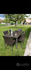 tavolo rattan e 6 sedie