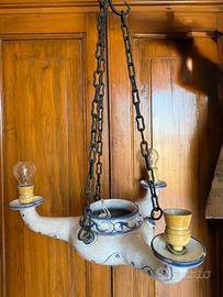 Lampadario anni 60  in ceramica di Bassano