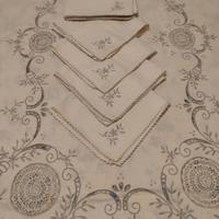 Tovaglia rettangolare vintage 12 ricamata a mano 