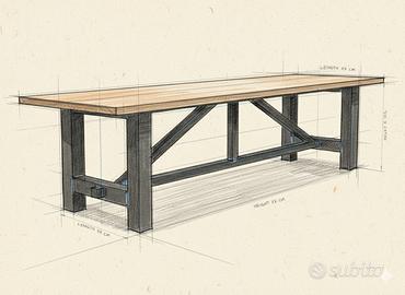 BASI TAVOLO METALLO STILE INDUSTRIALE/MEDITERRANEO