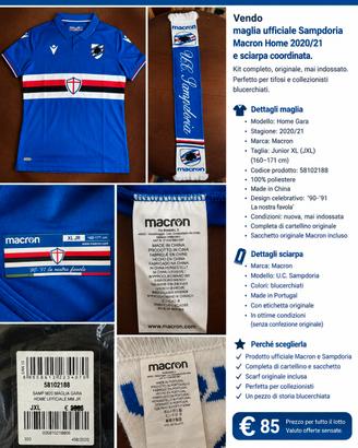 maglia+ sciarpa della Sampdoria 