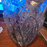 Vaso in cristallo arte Muranese con inserti in met