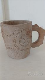 Tazza boccale in legno intagliata a mano anni 60