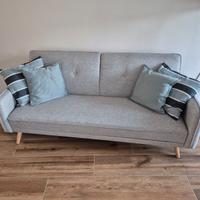 Divano Letto 3 posti in tessuto grigio
