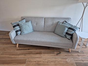 Divano Letto 3 posti in tessuto grigio