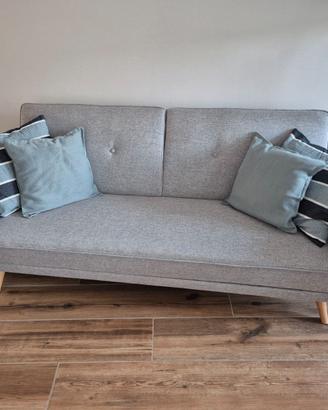 Divano Letto 3 posti in tessuto grigio