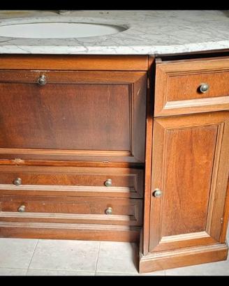 Mobile da bagno in legno con lavandino top in marm