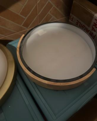 Plafoniera LED 30cm effetto legno e nera 21W 4500K
