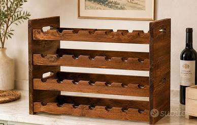 Portabottiglie in legno massello stile rustico
