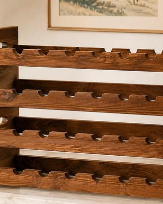 Portabottiglie in legno massello stile rustico