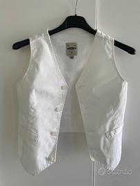 Gilet bianco, bimateriale Please 8 anni