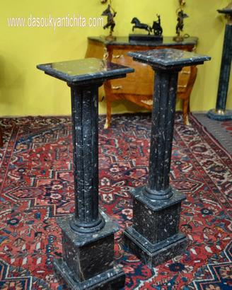 Coppia di colonne-piedistalli in marmo verde