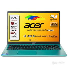 Acer Pc portatile 4 Core 16 Gb SSD 512 Gb Green