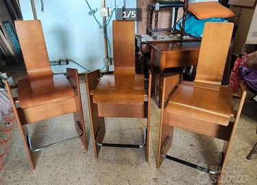 3 sgabelli di designer vintage modernariato legno