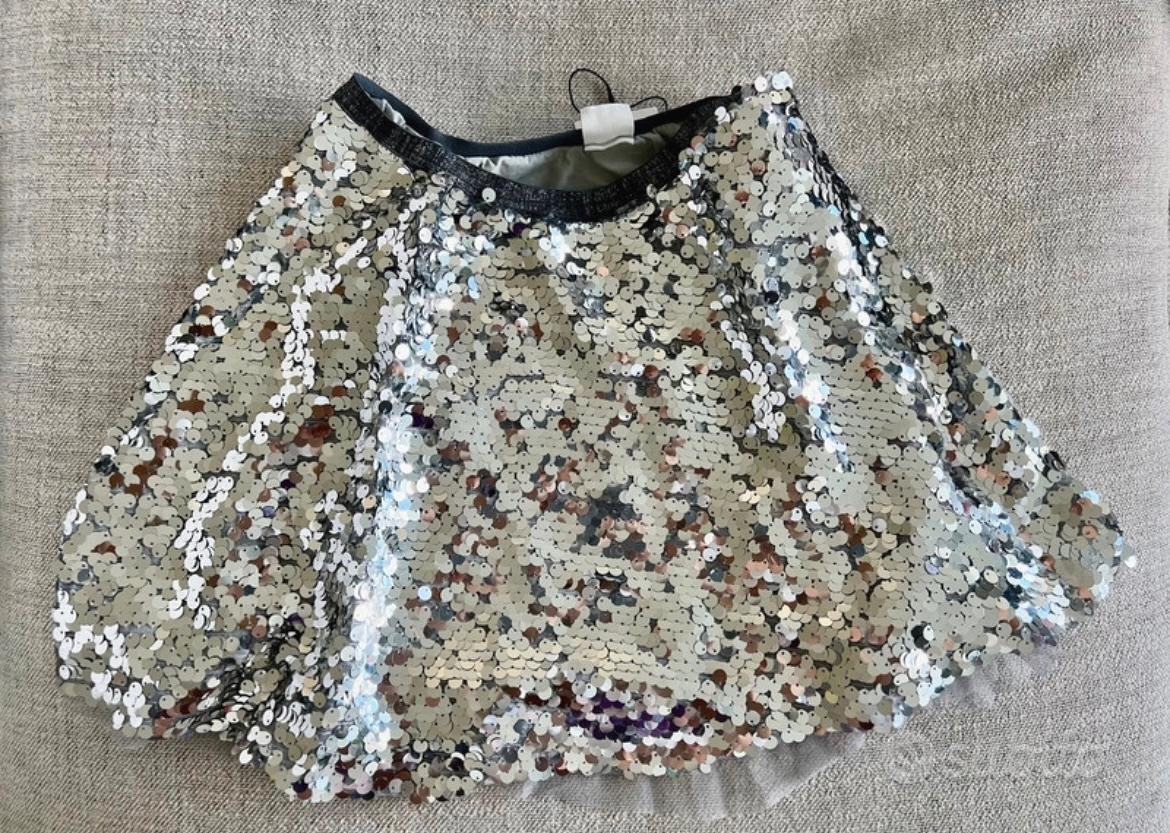 Gonna corta paillettes argento Nuova Zara Abbigliamento e Accessori In vendita a Varese