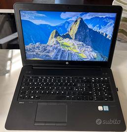 portatile HP ZBook I7, 16gm ram, 256 SSD win10 pro