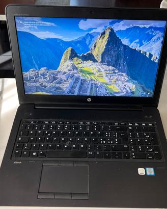 portatile HP ZBook I7, 16gm ram, 256 SSD win10 pro