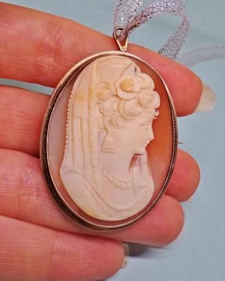 ARGENTO 800 ciondolo vintage cammeo sardonico