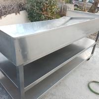 Banco in acciaio inox, 194x84, con ruote