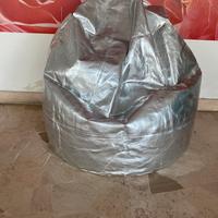 Pouff vintage in PU colore silver